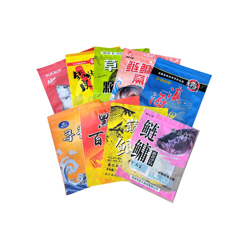 魚餌包(bāo)裝袋餌料窩(wō)料防潮三邊(biān)封拉鏈袋鋁(lǚ)箔袋彩印複(fú)合自立袋